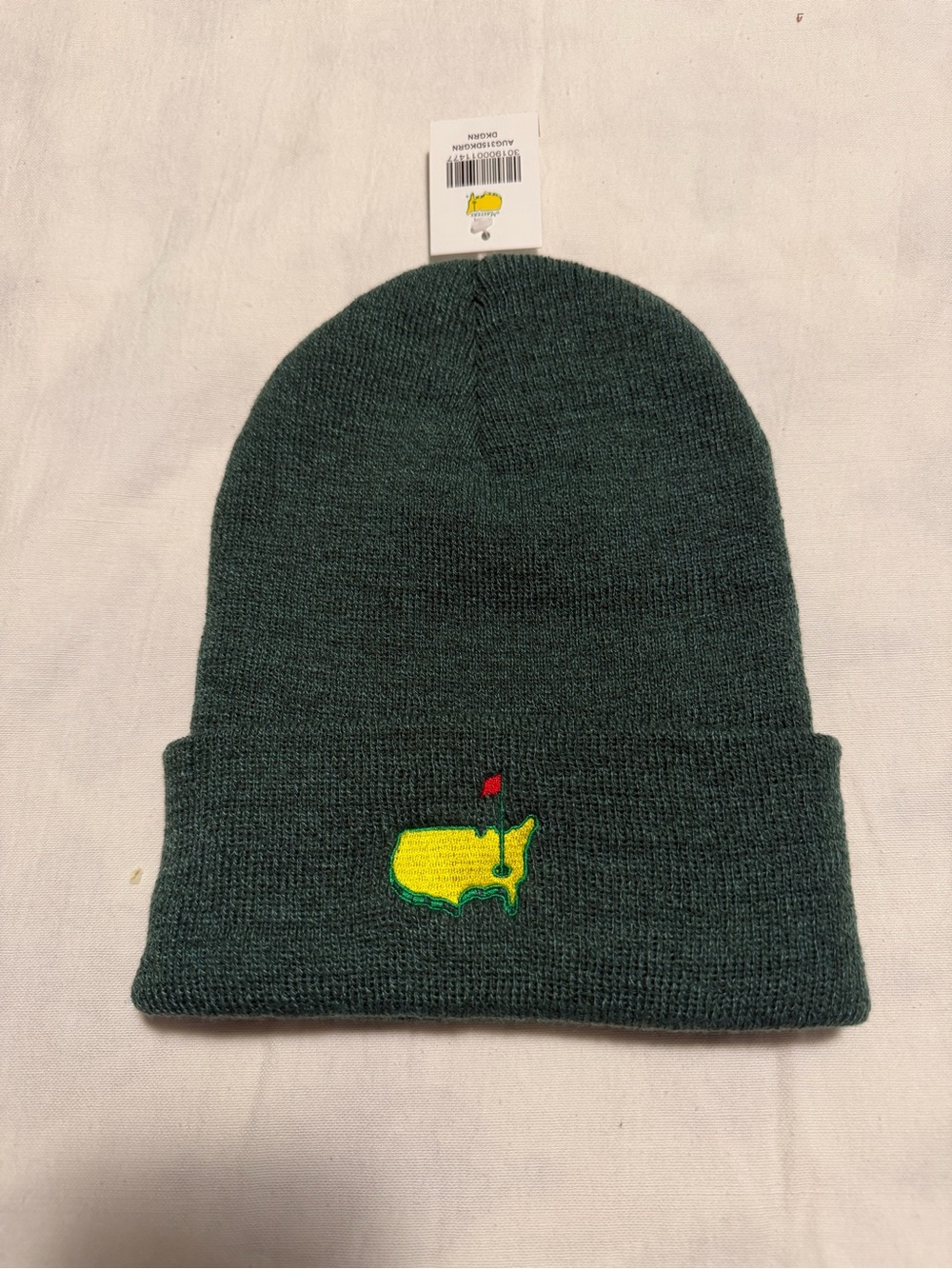 Masters Green Beanie with embroidered logo new with tags